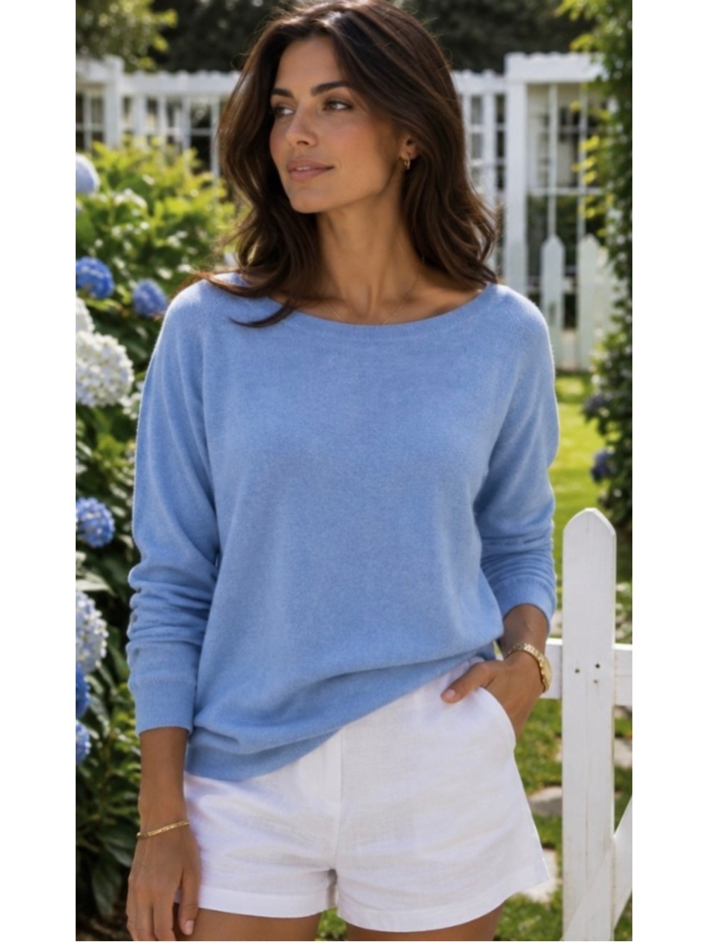 Everlane Cashmere Scoop Neck Sweater Blue Size M New Luxury